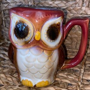 Vintage Owl Shaped Ceramic Mug
